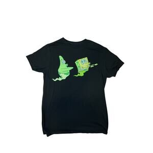 Nickelodeon SpongeBob Patrick Ghost Graphic Tee Black Short Sleeve Size M